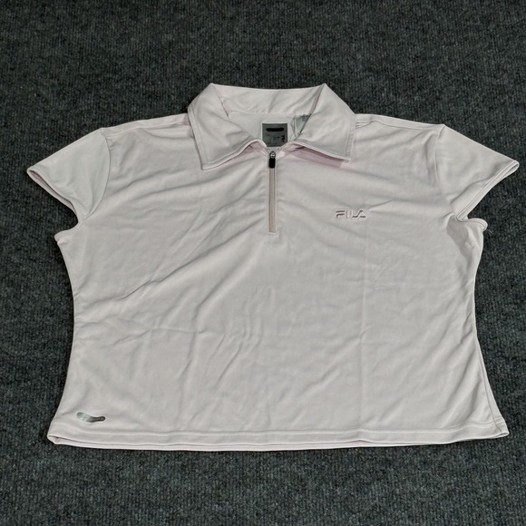 Fila Tops - Fila Lecco Cap Sleeve Top Womens Large Light Pink Performance Polo Shirt Tennis